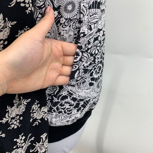 Free People Jacket Womens S Small Floral Bomber Snap Button Satin Lined Pockets - Picture 12 of 16